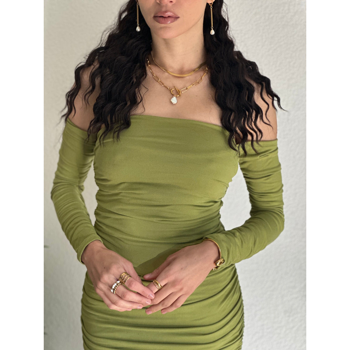 Emma Off the Shoulder Midi Dress