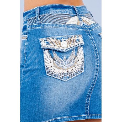 Embellished Western Mini Skirt